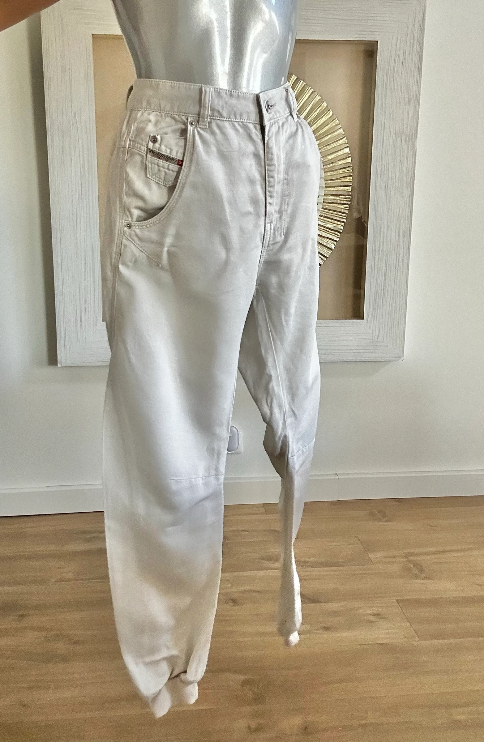 Ecru linen & cotton Diesel pants – Chic carrot cut, size 28 – photo 2